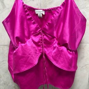 Topshop Pink Ruched Crop Top